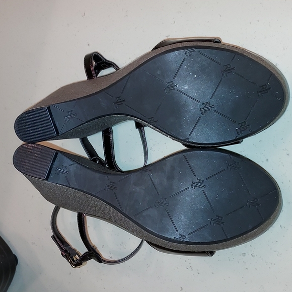 Ralph Lauren Bronze Platform Wedge Sandals. 6.5 - Picture 8 of 14